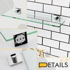 KOKOSIRI Bathroom Shelves Wall Mount 20-Inch Floating Glass Shelf Kitchen Hanging Rack Shower Storage, 2 Pack Polished Stainless Steel B1107CH-L20-P2 - color: Polished Chrome, size: 20-Inch(2 Pack)