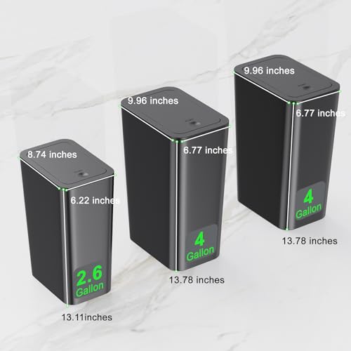 N. NETDOT 3 Pack (2 of 4 Gal & 1 of 2.6 Gal) Small Trash Can with Lid,Bathroom Garbage Can with Pop-Up Lid,Waste Basket for Bathroom,Kitchen,Bedroom,Powder Room,Craft Room,Office,College (Black) - color: 4gal x2 & 2.6gal Black