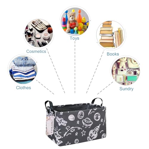 FANKANG Storage Basket,Nursery Hamper Canvas Laundry Basket Foldable with Waterproof PE Coating Storage, Office, Bedroom, Clothes,Toys (Rec-Space Planet) - color: FK-Rec-Space Planet