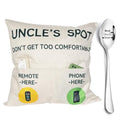 ZUYUROU Uncle Gifts,2-Pocket Uncle’s Spot Throw Pillow Covers 18x18 Inch + Engraved Spoon, Father’s Day Birthday Christmas Thanksgiving Day Gifts for Uncle - color: Uncle