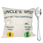 ZUYUROU Uncle Gifts,2-Pocket Uncle’s Spot Throw Pillow Covers 18x18 Inch + Engraved Spoon, Father’s Day Birthday Christmas Thanksgiving Day Gifts for Uncle - color: Uncle
