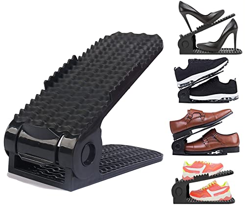 Shoe Slots Organizer, 20 PCS Adjustable Shoe Rack Stacker Storage Space Saver, Double Deck Shoe Rack Holder for Closet Organization, Black - size: 20PCS