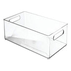 mDesign Plastic Bathroom Storage Container Bins w/ Handles - Closet, Cabinet, Vanity, Cupboard Shelf Organization, Hair Tools Accessory Organizer - Ligne Collection; Clear, 14.6x8.1x6 (Pack of 4) - size: 14.6 x 8.1 x 6 (Pack of 4)