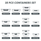 VERONES 30 Pieces Glass Meal Prep Containers Set, Stackable Glass Food Storage Containers with Lids-Airtight Lunch Containers，for Microwave, Oven, Freezer & Dishwasher,Grey - color: Gray