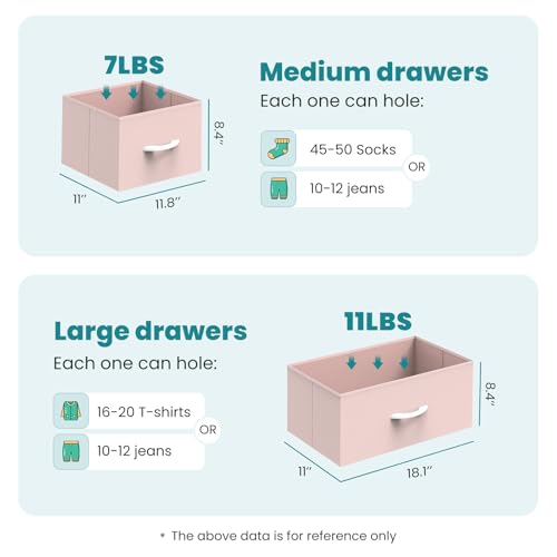 OLIXIS 7 Drawers Dresser for Bedroom, Fabric Storage Tower for Living Room, Entryway - Sturdy Steel Frame, Wooden Top and Easy Pull Fabric Bins, Closet Chests Organizer for Clothes,Pink - color: Pink, size: 11.8"D x 39.4"W x 30"H (7 Drawers)