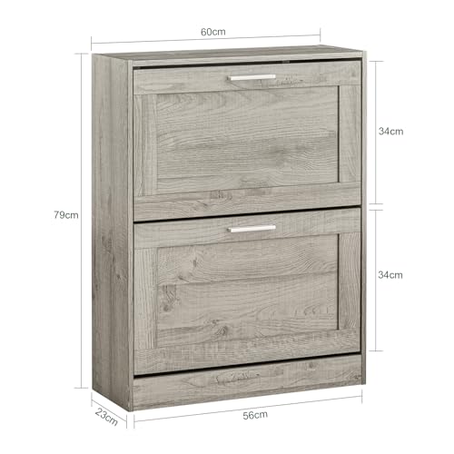 SoBuy Shoe Storage Cabinet Entryway, Slim Shoe Rack Freestanding, Narrow Shoe Organizer 2 Flip-Drawers Shoe Cupboard for Mudroom Front Door Entrance Hallway Bedroom, FSR137-HG (Grey) - color: Grey, size: 2 Drawers