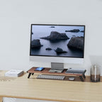 loukin Monitor Stand Riser for Desk, 22.4" x 8.3" Larger Computer Stand for Laptop, PC, Printer, Sturdy Desktop Computer Shelf with Non-Skid Rubber, Home Office (Brown)