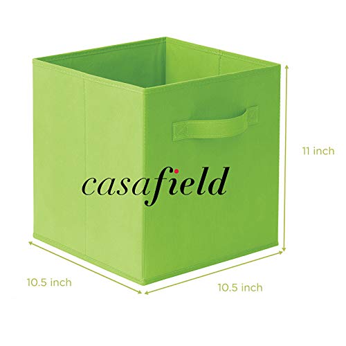Casafield Set of 6 Collapsible Fabric Cube Storage Bins, Lime Green - 11" Foldable Cloth Baskets for Shelves, Cubby Organizers & More - color: Lime Green, size: 10.5" x 10.5" x 11"