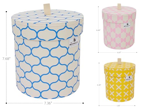 3-Piece Decorative Storage Boxes with Lids, Geometric Pattern, Blue Pink Yellow, Cardboard Keepsake Box Set, Wool Storage, Home Decor, Modern Decoration Organizer, Toy Bin,Shelf Decor - color: Geometric