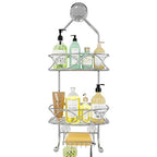 GAOKASE Shower Caddy Hanging 3 Tier with Two Movable Baskets, Grey Shower Caddy with Hooks for Towels, Sponge and More - color: Grey