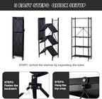 IDEALHOUSE 5 Tier Folding Shelves with Wheels, Heavy-Duty Storage Rack, No Tools Assembly, 63" H for Kitchen Pantry Garage Office, Black
