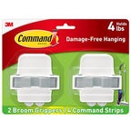 Command Broom and Mop Grippers,2 Hangers and 4 Strips,Damage-Free Hanging Wall Mount-and Mop Holder,Household Cleaning Organizer for Christmas Decorations,Holds up to 4 lb,Plastic,(Pack of 6) - size: 2 Broom Grippers (Pack of 6)