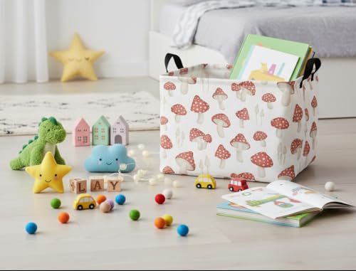 HIYAGON Rectangular Kids Basket Baby Girl Basket Fabric Storage Bin Organizer Box Room Decor(Mushroom) - color: Mushroom