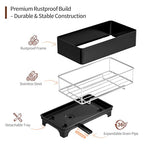 MOUKABAL Sponge Holder for Kitchen Sink – Rustproof Stainless Steel, 360° Rotating Drain Pipe, Large Counter Organizer with Drip Tray for Sponges, Brushes & Dish Cloths Black - color: Black 1