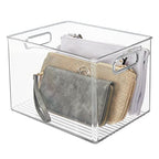 mDesign Plastic Storage Closet Organizer Bin, Container Bin for Entryway, Hallway, Linen, and Coat Closet - Organization for Clothing, Blankets, Toys, and Accessories, Ligne Collection, 4 Pack, Clear - size: 10 x 8 x 8 (Pack of 4)