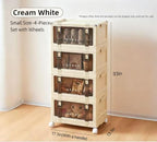 4 Tier Stackable Organiser With Door And Wheels Foldable Storage Box,For Wardrobes,Living Rooms,Bedrooms And Offices(White)