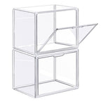 ZLLZUU Clear Stackable Plastic Storage Bins with Lid, Dustproof Book Cosmetic Acrylic Display Cases with Magnetic Door, Large Figures Collectibles Showcase - color: Clear-x-large-1pcs