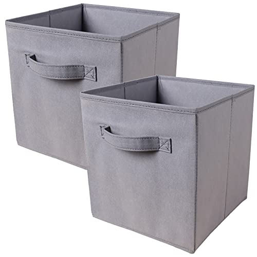 PowerKing Collapsible Storage Cubes with Handles, Fabric Foldable Bins for Closet Shelves, Durable Organization Storage Bins, 10.5'' x 11'' x 10.5'' (Light Grey, 2Pack) - color: Light Grey, size: 2Pack