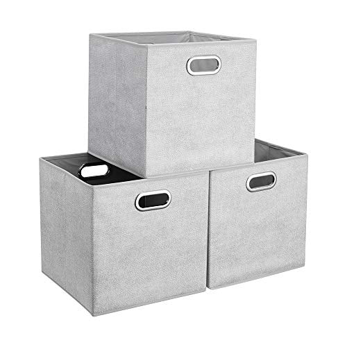13 inch Storage Cubes Bins Grey White Fabic Storage Cubes Inserts Foldable Cloth Storage Boxes Collapsible Storage Baskets Drawer for Cube Organizer ,QY-SC07-3 - color: Gray-white dots