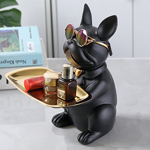 Key Bowl Key Tray Organizer Entryway Table, Coffee Table Decor Home Decoration Key Jewelry Organizer Tray, Dog Key Phone Coin Change Watches and Candy Entryway Tray (Color : Black) - color: Black