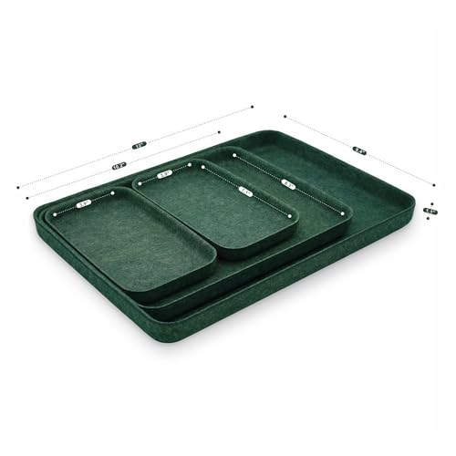 Welaxy EDC Catchall Desk Organizer felt DND dice rolling tray stylish nightstand multitray Entryway Bedside Caddy for Keys Phone Wallet Watch Glasses Pens Office minimalist 4-piece (Forest Green) - color: Forest Green
