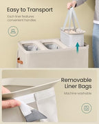 SONGMICS Laundry Basket, 50.2 Gal. Laundry Hamper, 3 Compartments, Easy Assembly, with Lid and Handles, Removable Liners, 25.2 x 15.7 x 29.5 Inches, Cappuccino Beige ULCB814LH01 - color: Cappuccino Beige, size: 190 L (3-Section)