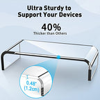 AboveTEK Acrylic Monitor Stand, Premium Large Monitor Riser 20 inch, Crystal Clear Acrylic Computer Stand Laptop Desk Stand for Home Office Printer TV Screen Keyboard Storage