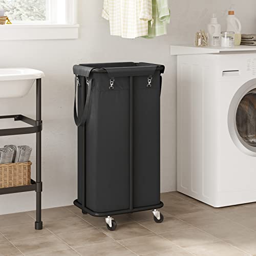 WOWLIVE 100L Rolling Laundry Hamper with Wheels Large Laundry Basket Organizer Laundry Cart with Steel Frame and Removable Bag Foldable Tall Dirty Clothes Hamper Dorm Room Storage for Bedroom (Black) - color: Black, size: 100L (17.0×13.0×30.8in)