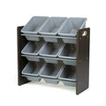 Humble Crew 9-Bin Toy Organizer – Sumatra Espresso/Grey Plastic Bins, 3-Tier Storage Solution for Kids' Playrooms and Nurseries - color: Espresso/Grey