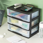 BYCY Medium 3 Drawer Plastic Clear Stacking Desktop Organizer for Office Supplies, Stackable Storage Drawers Storage Bins For Kitchen Cabinets, Pantry, Home Organization (Black, Medium 3Drawer) - size: Medium 3Drawer