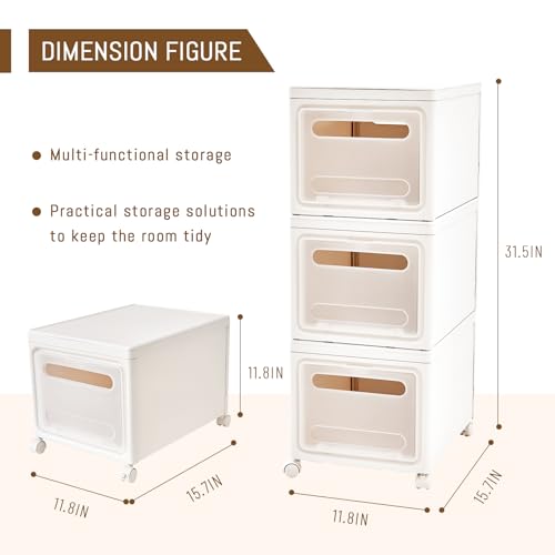 Shoe Box Shoe Storage Box Shoe Storage Organizer ，Under Bed Shoe Storage， With Wheels Stackable (White, 3 Pack) - color: White, 3 Pack