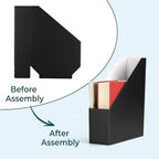 EXYGLO 12 Pack Black Magazine File Holder, Cardboard Magazine Rack with Label, Foldable Storage Organizer Box for Book, Documents, 9.9x3.3x12 Inches - color: Black