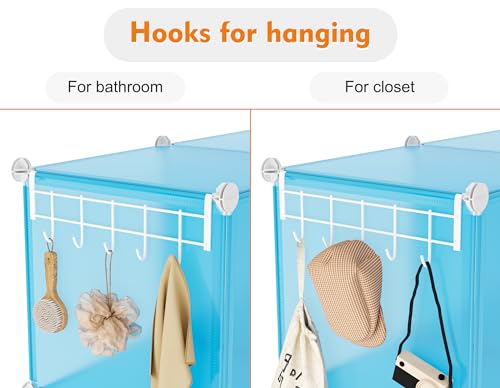 Portable Closet 6 Cube Closet Organizer and Storage Shelf Bookcase with Metal Hammer, Organizer Cabinet for Kids, Bedroom, Bathroom - color: Blue, size: 11.8 x 11.8 x 11.8 Inch