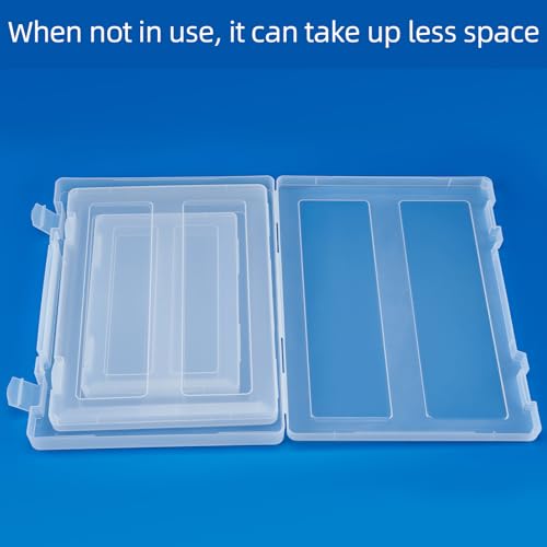 12 Pack A4 Paper Storage Boxes, 8.5 x 11 Plastic Portable Project Case for US letter Size and A4 paper, Plastic Multi-Purpose Thick Scrapbook Storage Box for Office - size: 14x0.6x1.6+12.6x9.5x1+9.5x6.7x0.8 inches