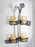 KEGII Shower Caddy Hanging for Handheld Showerheads, Rustproof Hanging Shower Organizer with Soap Dish, Toothbrush Holder and Hooks, Over Showerhead Caddy for Bathroom - style: Black – 2-Tier Hanging Shower Caddy
