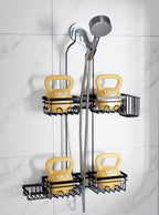 KEGII Shower Caddy Hanging for Handheld Showerheads, Rustproof Hanging Shower Organizer with Soap Dish, Toothbrush Holder and Hooks, Over Showerhead Caddy for Bathroom - style: Black – 2-Tier Hanging Shower Caddy