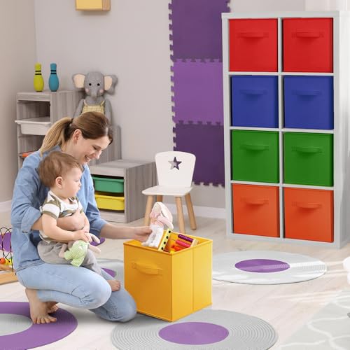 Sorbus 11 Inch Storage Bins - Sturdy Collapsible Fabric Storage Cubes with Handle - 12 Foldable Baskets for Organizing Clothes, Toys, Books - Storage Baskets for Shelves, Closets - color: 12 Pack Deep Rainbow, size: 11 Inch