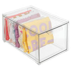mDesign Plastic Closet Organizer Bin w/Pull Out Drawer - Stackable Storage for Closet - Organization for Shoes, Clothes, Bags, Totes, Small Linens, and More - Lumiere Collection - 2 Pack - Clear - size: 8 x 12 x 6 (Pack of 2)