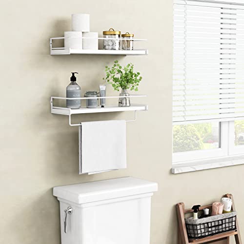 Forbena Bathroom Shelves for Wall Set of 2, White Nursery Floating Book Shelves for Kids Room, Small Wall Mount Bookshelf and Toy Storage Organizer for Baby Toddlers Teens Boys Girls Bedroom - color: 5. White-white