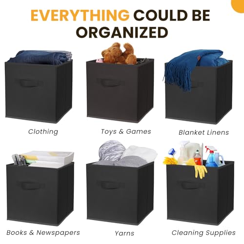 Large Storage Cubes- 13 Inch Cube Storage Bins for Organizing Shelves Kallax - Nursery Closet Organization Bins for Clothes Blanket - 10 Pack Collapsible Decorative Storage Box for Living Room (Black) - color: Black, size: 10 Pack - 13 inches