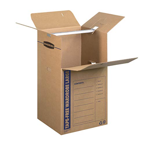 Bankers Box Tall Wardrobe Box 3 Pack, Tape-Free Design, 24" x 24"x 40"(7710501) - style: Tape-Free Large