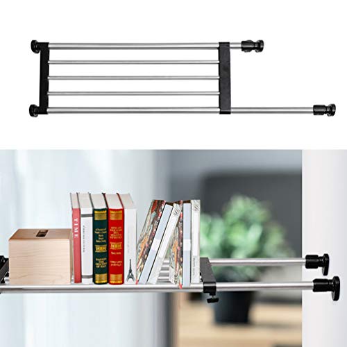 BAOYOUNI Adjustable Closet Shelf Expandable Shelves Tension Rod Hanger Space Saving Storage Rack Organizer Divider for Wardrobe, Cupboard, Kitchen, Bathroom Use, Black, 2 Pack - color: Black, 2pcs (2-bar Telescopic), size: Recommended Use Length: (46.06-7