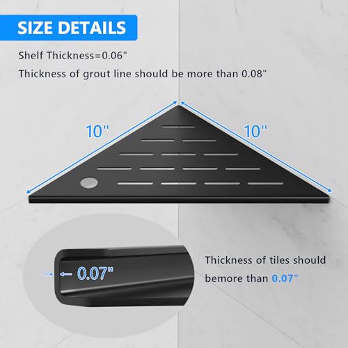 Shower Shelves 2 Pack, Corner Shower Shelf, 304 Stainless Steel Shower Caddy with Razor Hole, Shower Shelf for Inside Shower, Modern Sturdy Shelves for Tile Walls,10" Black Corner Shelf for Bathroom - color: Black