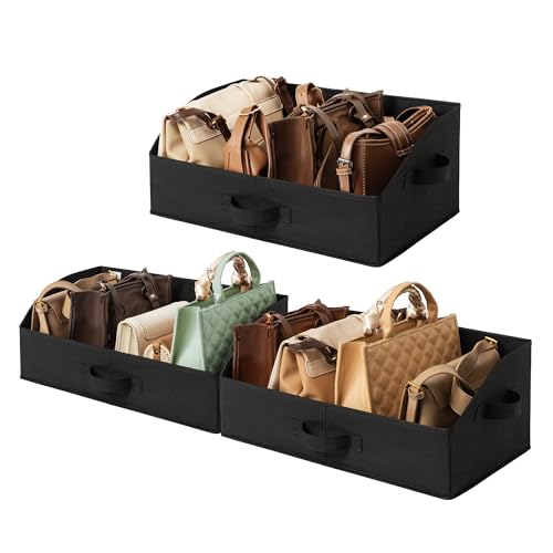 GRANNY SAYS Closet Organizer Bins, Trapezoid Storage Bin, Storage Baskets for Shelves, Collapsible Clothes Organizers and Storage, Fabric Bins for Organization, Black, 3-Pack - color: Black, size: 19¾"L x 11"W x 7¾"H