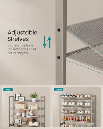 SONGMICS Shoe Rack, 8-Tier Shoe Organizer, Metal Rack for Garage, Set of 2, 4-Tier Stackable Shelf, with Adjustable Flat or Angled Shelves, 32-40 Pairs, Cappuccino Beige ULMR008L01 - color: Cappuccino Beige, size: 8 Tiers (36.4"W)