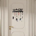 Key Holder Wall Mounted with Screws and Anchors, Black Multifunctional Key Hanger with 6 Hooks, Entryway Front Door Kitchen Hallway Garage Office - color: Home-4 Black