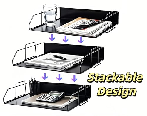 YFS 4 Tier Paper Organizer with Handle, Mesh Desk File Letter Tray, Paper Sorter Organizer for A4 Letter, for Home, Office, School Supplies Organization Storage (4, Portrait&Black) - color: A4,portrait,black, 4 Tier