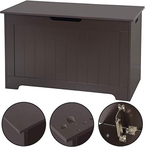 JungleA 30'' Storage Chest, Large Wooden Storage Box Shoe Storage Bench, Chests Organizers w/2 Safety Hinges, Blanket Storage Trunk for Living Room, Bedroom, Entryway,Espresso - color: Espresso, size: 30''