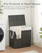 SETVSON Laundry Hamper with Lid Wicker Laundry Basket 112 L (29.6 Gal) Laundry Hampers Handwoven Rattan Clothes Hamper with Handles 3 Removable Liner Bag, 6 Mesh Bags for Bathroom Bedroom Black - color: Black, size: 29.6 Gal