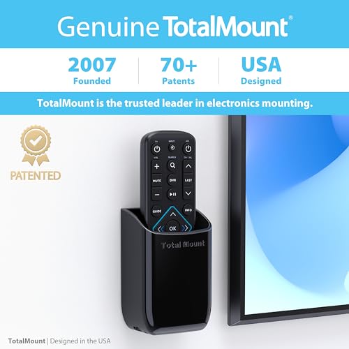 TotalMount Hole-Free Remote Control Holder – Eliminates Need to Drill Holes in Your Wall (Black, Quantity 1) - color: Black